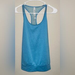 Alo Women’s Yoga Vitalize Mesh Drape-Back Tank Heather Seaport Blue Size Medium